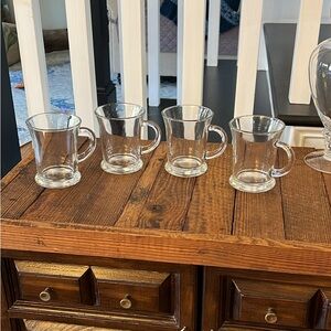 Clear Glass Coffee Mugs - Set of 4